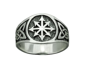 Symbol of Chaos Ring 925 Sterling Silver  Wheel of Chaos Eight Pointed Ring, Arrow Chaospere  Star  Anarchia Ring Gift Jewelry by Beldiamo