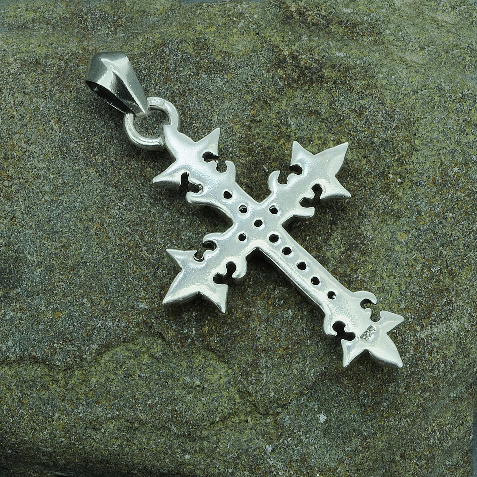 Pendentif Croix Noire Antique En Onyx Et Argent Massif S925 - Style Gothique, Neuf Avec étiquettes