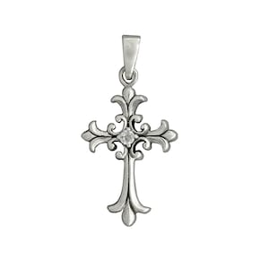 Cross Pendant Fleur de Lis Cubic Zirconia 5.5 g 925 Sterling Silver BELDIAMO