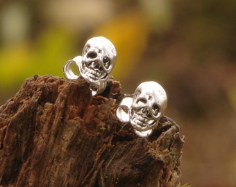 Skull Stud Earrings 925 Solid Sterling  Silver,Gothic Silver Jewelry, Gothic Skeleton Skull Stud Earrings, Gift For Him,Her by Beldiamo