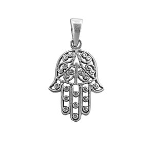 Hand of Fatima Hamsa Filigree Pendant 925 Sterling Silver 4 g Stamped BELDIAMO