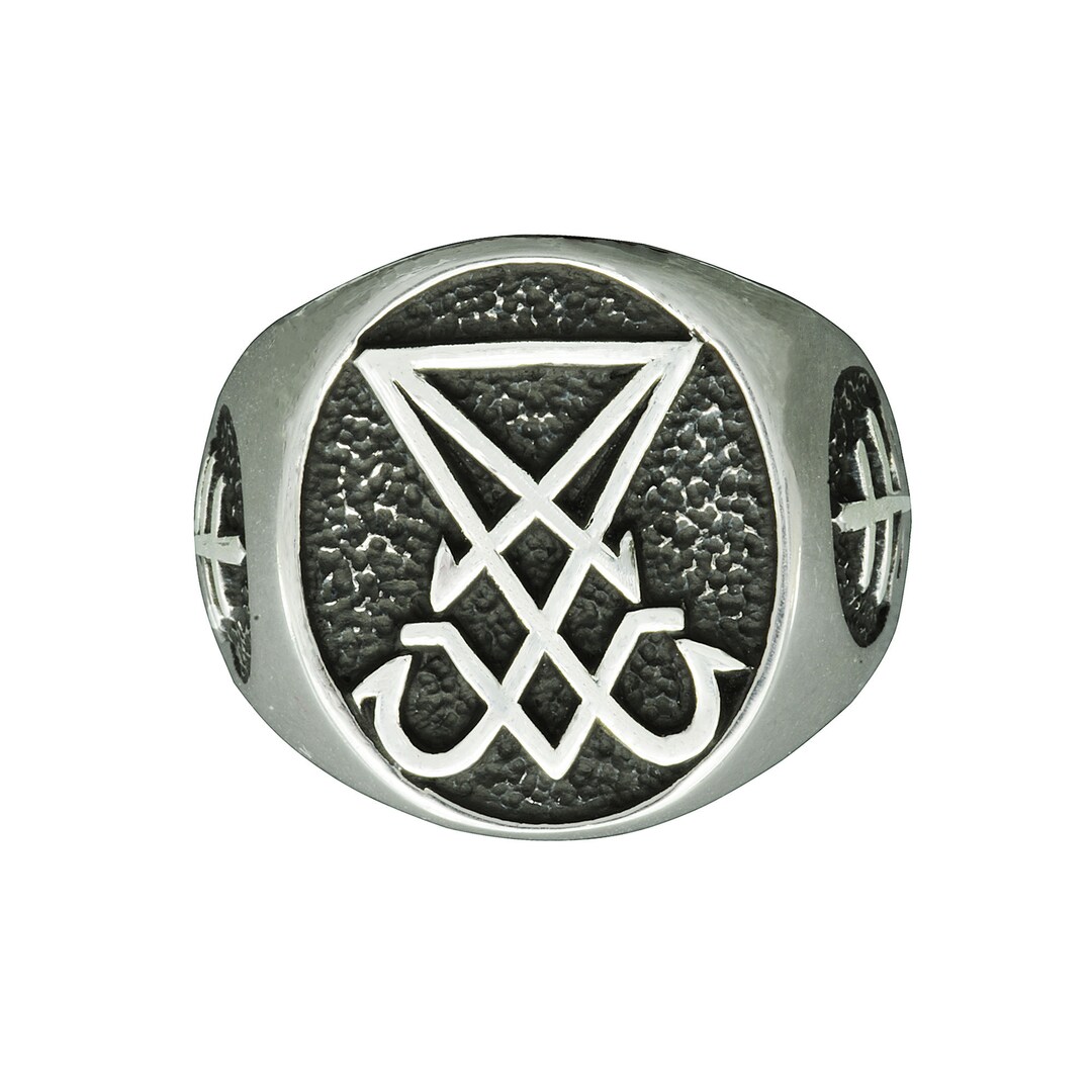 Sigil of Lucifer Ring 925 Sterling Silver, Seal of Satan Baphomet