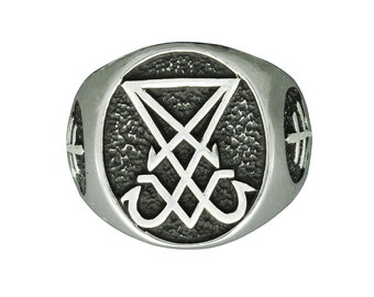 Sigil of Lucifer Ring: 925 Sterling Silver Satanic Symbol