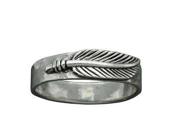 Anello con piuma in argento sterling: gioielli con ali d'angelo boho