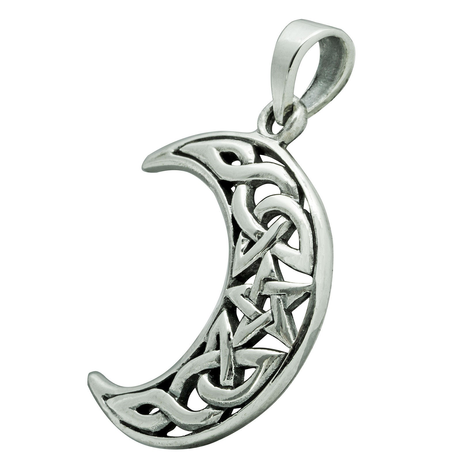 MOON Crescent Celtic Pentagram Pendant 925 Sterling Silver BELDIAMO - Etsy