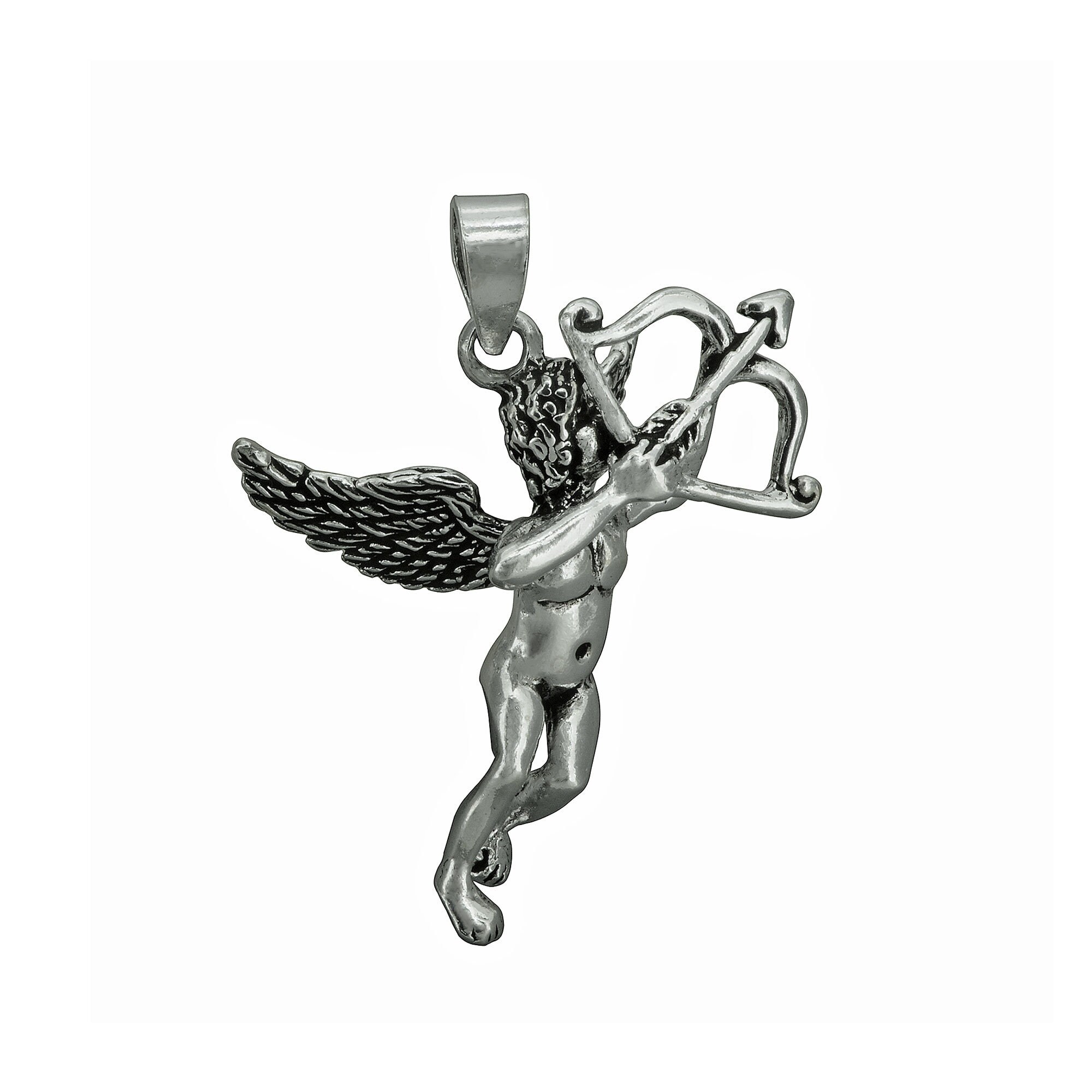 Flying Angel Pendant 925 Sterling Silver Gothic Style,Guardian Angel Bow and Arrow,Protection Love Angel Pendant Him Her Gift by Beldiamo