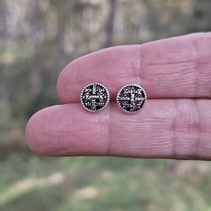 Earrings with Button Woven Pattern,925 Sterling Silver Handmade Antique Victorian Style,Geometric Earrings,Gift for Her by Beldiamo