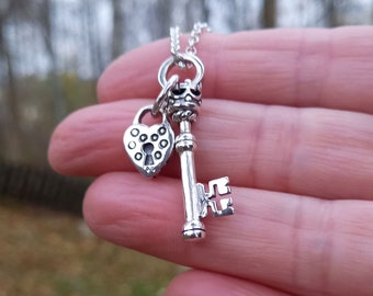 Sterling Silver Key to My Heart Necklace – Gothic Romantic Pendant