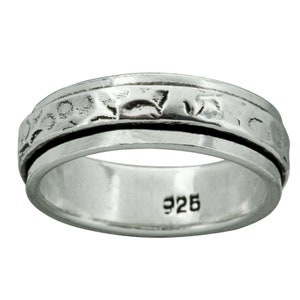 Hammered Spinner Band  Texture  Ring  6 g Solid 925 Sterling Silver 6.5 mm BELDIAMO