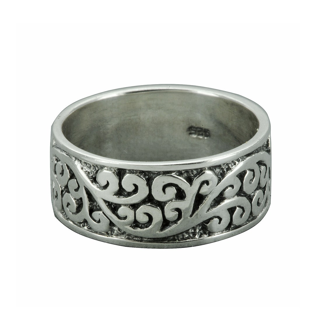 Beldiamo 6 G 925 Sterling Silver Floral Filigree Bali Bead Wide Ring ...