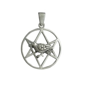 Beldiamo 6 g 925 Sterling Silver Raven Crow Unicursal Hexagram Wicca Pagan Pendant Pendant