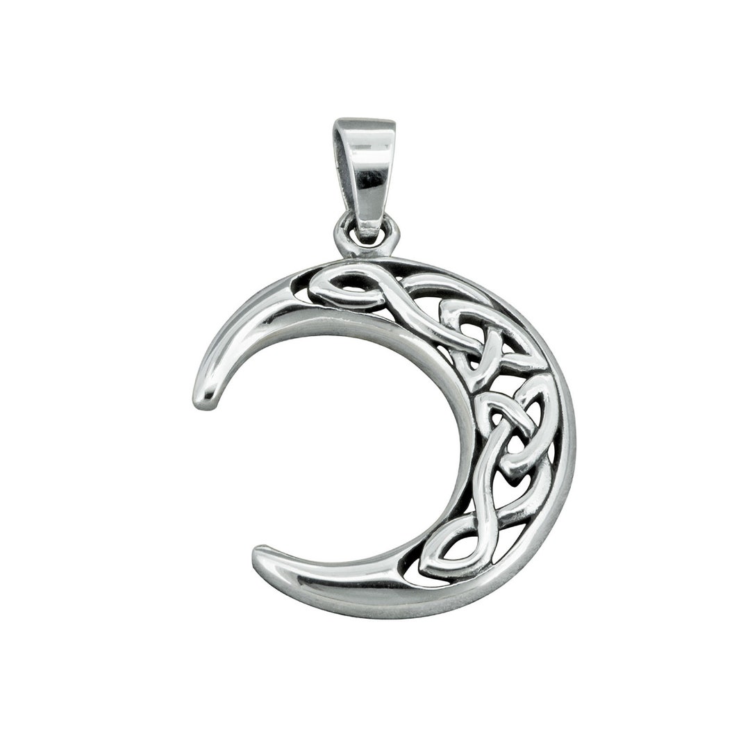 Celtic Moon Crescent Pendant 925 Sterling Silver Celtic Knot Moon ...