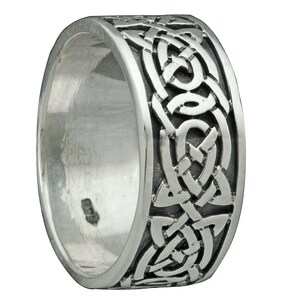 Triskelle Trinity Celtic Knot Oxidised Band 9mm Ring 7g 925 Sterling ...