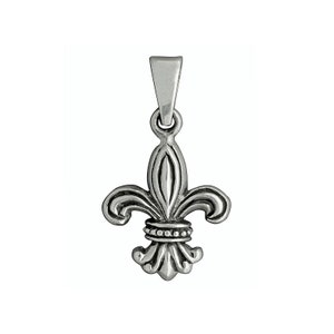 Pendentif fleur de lys en argent sterling 925 avec couronne française estampée BELDIAMO