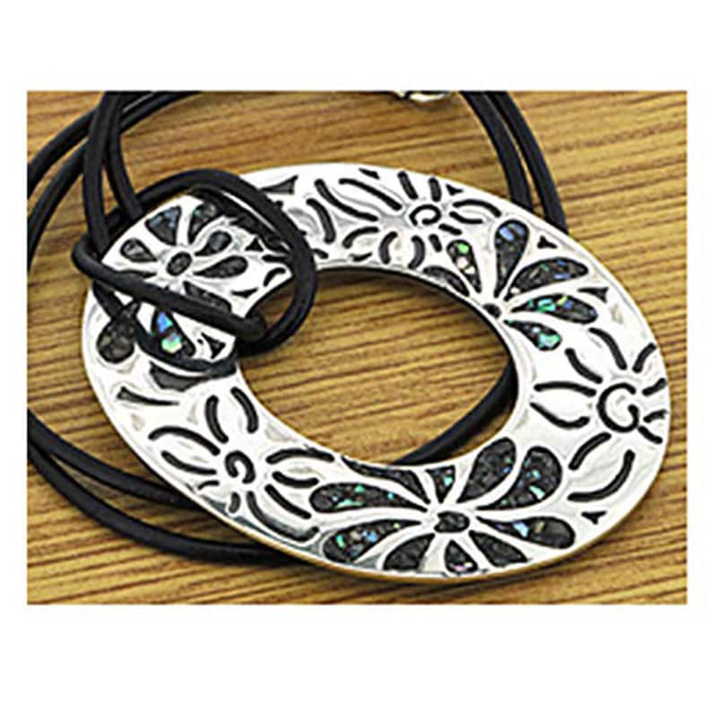 Set Mother of Pearl Vintage Handcrafted Boho Hippie 45.1 g 25 g 925 Sterling Silver Necklace and Bracelet BELDIAMO