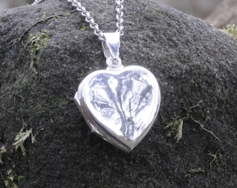 Sterling Silver Heart Locket Pendant: Minimalist Photo Medallion