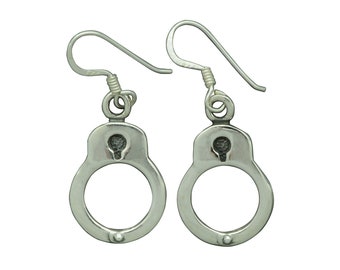 Beldiamo 925 Sterling Silver Handcuff Earrings  Police Handcuff Dangle Earrings Gift Jewelry Women
