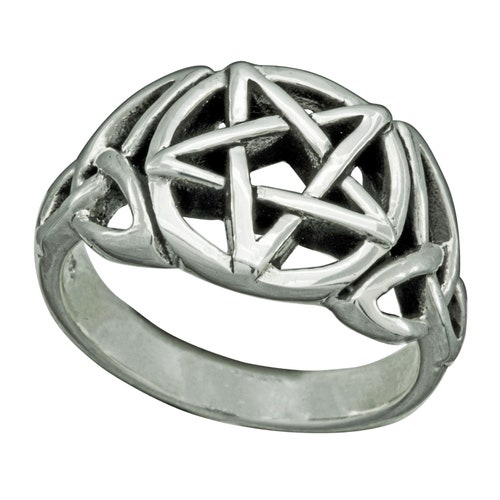 Excellent Sterling Silver Men's Pentagram Ring Celtic Star Pentagon 