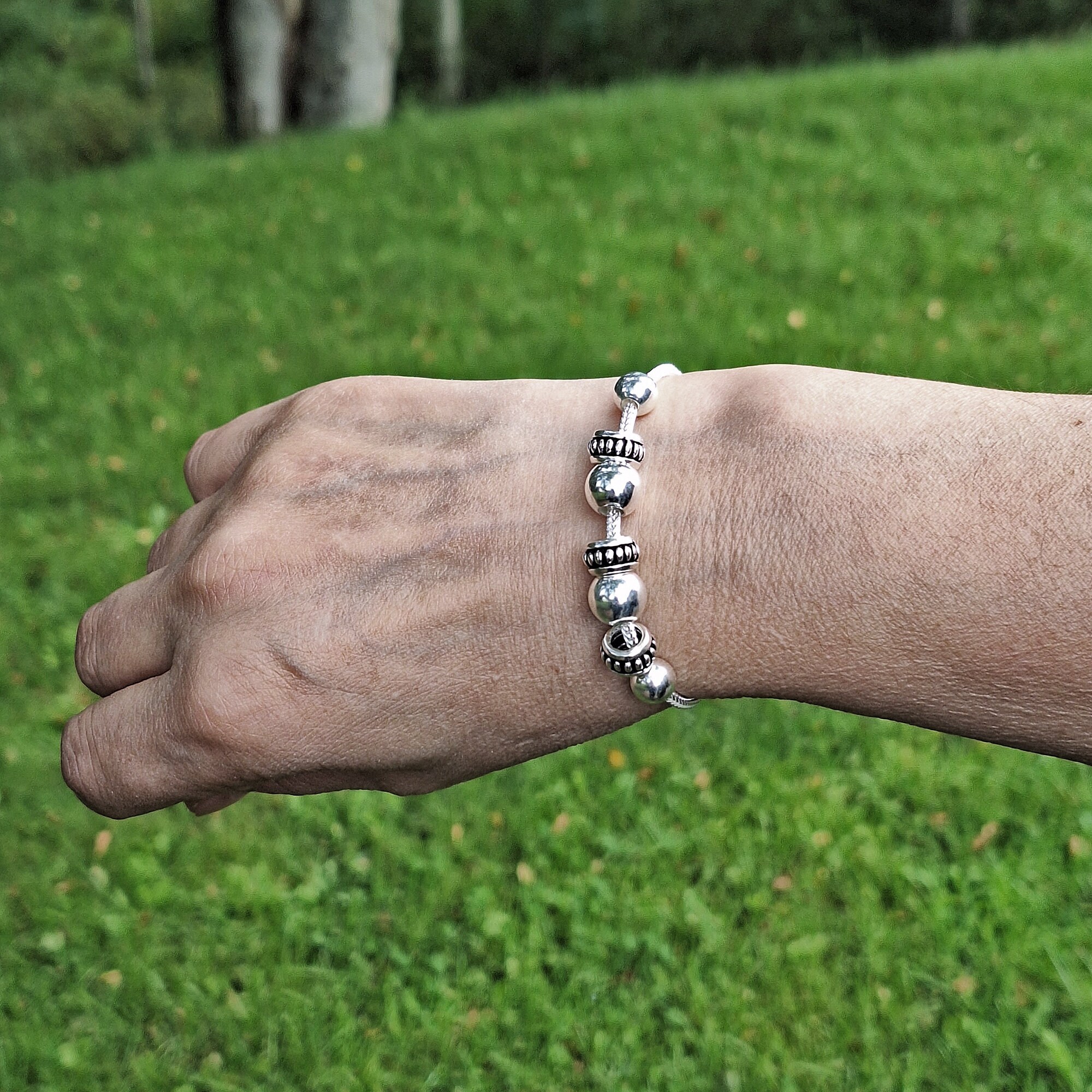 8 Inch 925 Sterling Silver Snake Chain Bracelet – DIY Charm Bead Base For Women