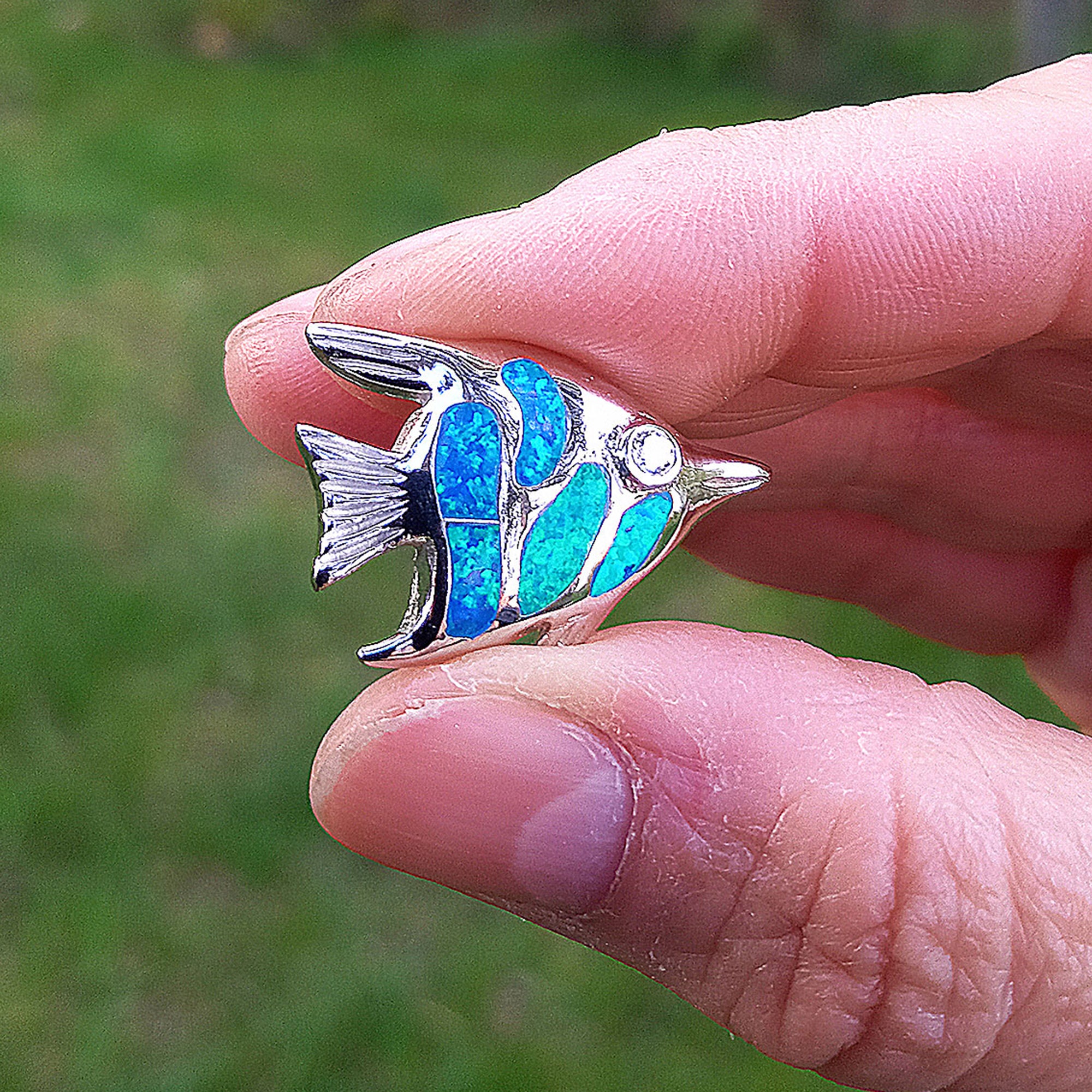 Blue Opal Inlay Fish Pendant,925 Sterling Silver Sea Pendant,tropical  Hawaiian Jewelry, Maui Reef Fish, Sea Hawaiian Pendant by Beldiamo -   Sweden