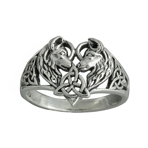 Bague Tête De Loup Argent 925‰ Avec Nœud Celtique - Neuf Avec étiquettes - 10,5g