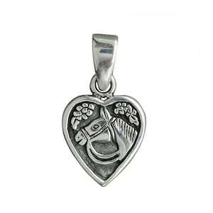 Paard Mustang hoofd hart hanger bedel 3 g 925 sterling zilver gestempeld BELDIAMO