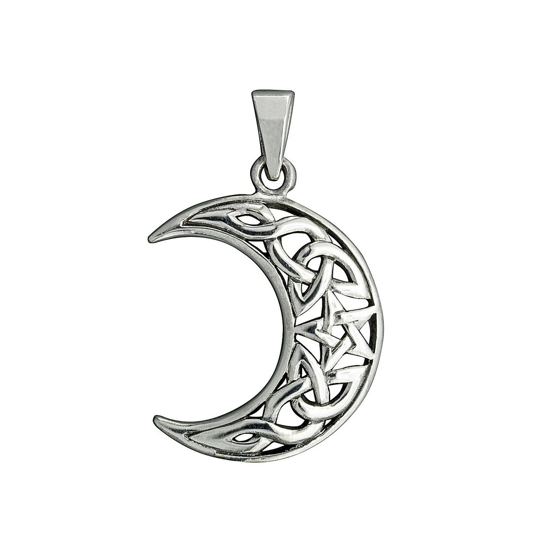 MOON Crescent Celtic Pentagram Pendant 925 Sterling Silver BELDIAMO - Etsy