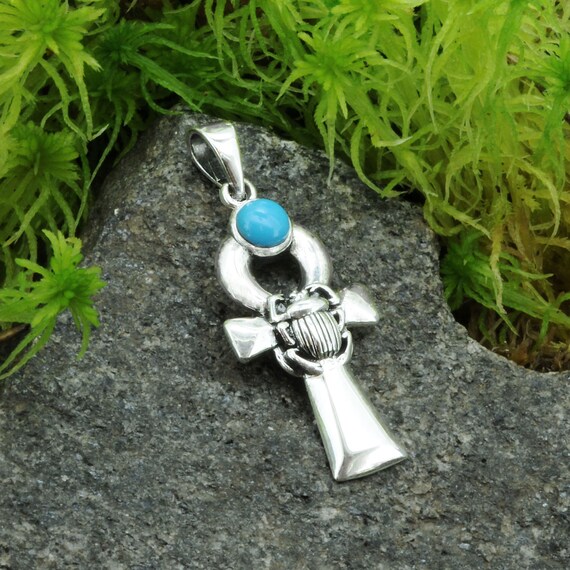 Ciondolo Ankh in argento sterling 925 con chiave egizia della