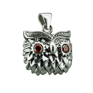 Uilenkophanger 925 sterling zilver geoxideerd rood granaat zirkonia 6 g BELDIAMO