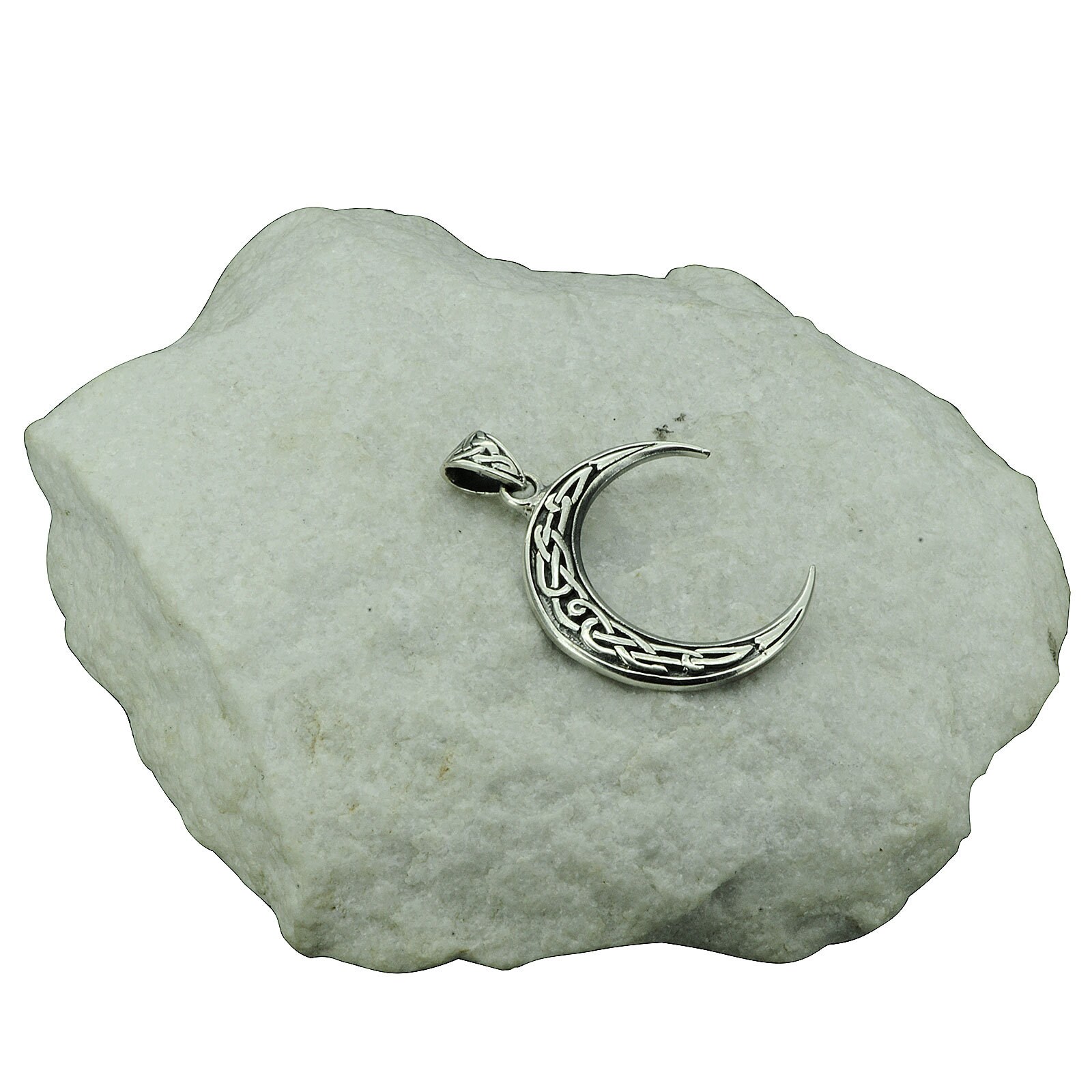 Crescent Moon Celtic Knot Triquetra 5g 925 Sterling Silver Beldiamo - Etsy