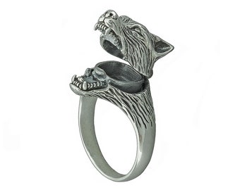 Wolf Head Locket Ring 925 Sterling Silver Celtic Style,Celtic Knot Poison Locket Ring, Odin Fenrir Biker Jewelry,Him Her Gift by Beldiamo