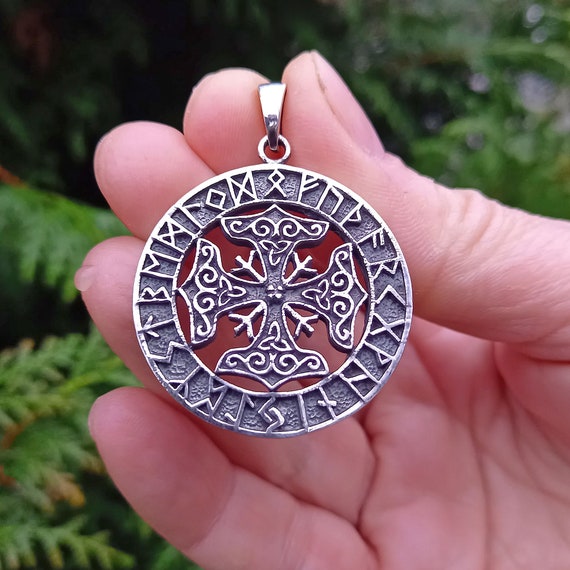 Collier Viking Marteau De Thor - Pendentif Runes, Chaîne, Couleur Noir/or Antique, Neuf Avec étiquettes