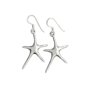 Beldiamo 4 g Sterling Silver, Starfish Earrings, Fishhook Droop Earrings, Hawaiian Jewelry, Gift Women, Dangle Earrings