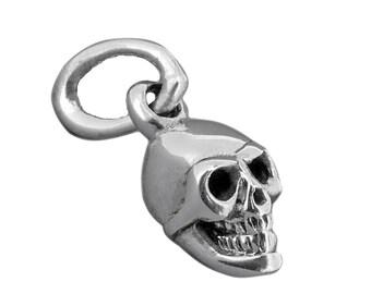 Skull Pendant, Silver Skull Necklace, Silver Skull Charm, Human Skull Pendant, Gothic Biker Skull, Sterling Silver Skull Gift Beldiamo