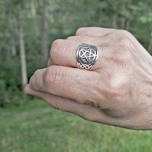 Pentagram Knotwork Ring in 925 Sterling Silver,Handcrafted Unique Jewelry, Wiccan Pagan Jewelry Piece  Gift Jewelry Men Women by Beldiamo