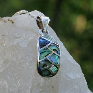 Handgemaakte abalone schelphanger: 925 sterlingzilver parelmoer