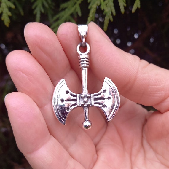 Celtic Axe Pendant Men Necklace - Sterling Silver