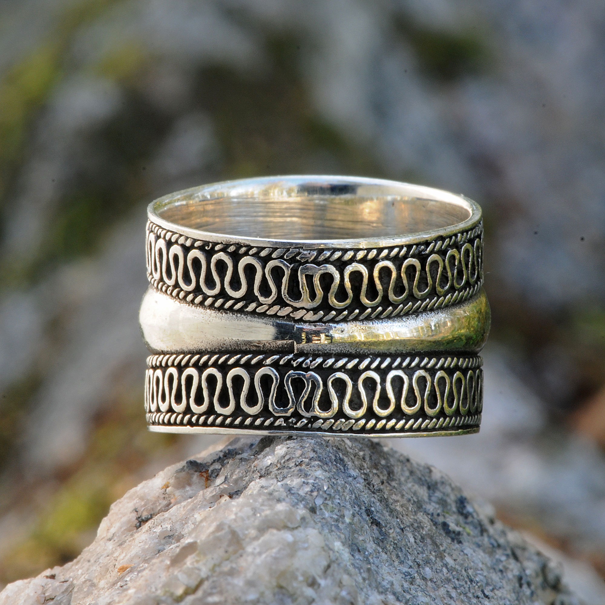 Cigar Band Ring 7.5 G 925 Sterling Silver,thumb Ring,wide