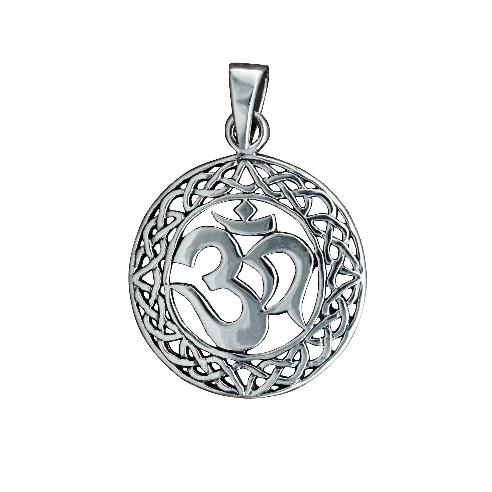 Treasure Bay Collana Donna Con Ciondolo Om In Argento 925 - Simbolo Yoga Sanscrito, Catena 45cm, Regalo Per Amanti Yoga
