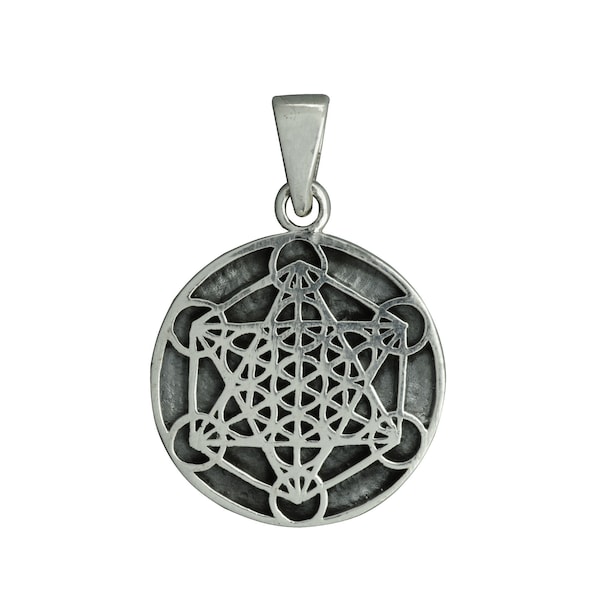 Beldiamo 6.5 g 925 Sterling  Silver  Metatrons Cube Pendant Merkaba Mercabah Tetrahedron Amulet Sacred Geometry Spiritual Gift Jewelry