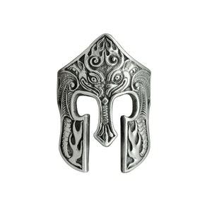Beldiamo 8.6 g 925  Sterling Silver Spartan Helmet Ring Achiles Warriors Helmet  Ring Gift Jewelry for Men and Women