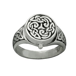 Poison Locket Ring,925 Sterling Silver Celtic Knot Triquetra Poisoner Ring | Signet Locket Poison Ring,Secret Symbol Gift for Her  Beldiamo