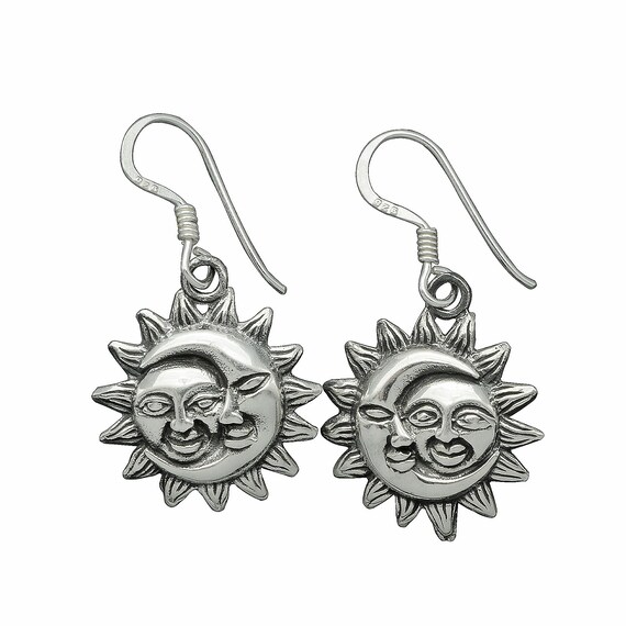 Beldiamo g Sterling Silver Sun and Moon Celestial Earrings Dangle  Earrings Gift