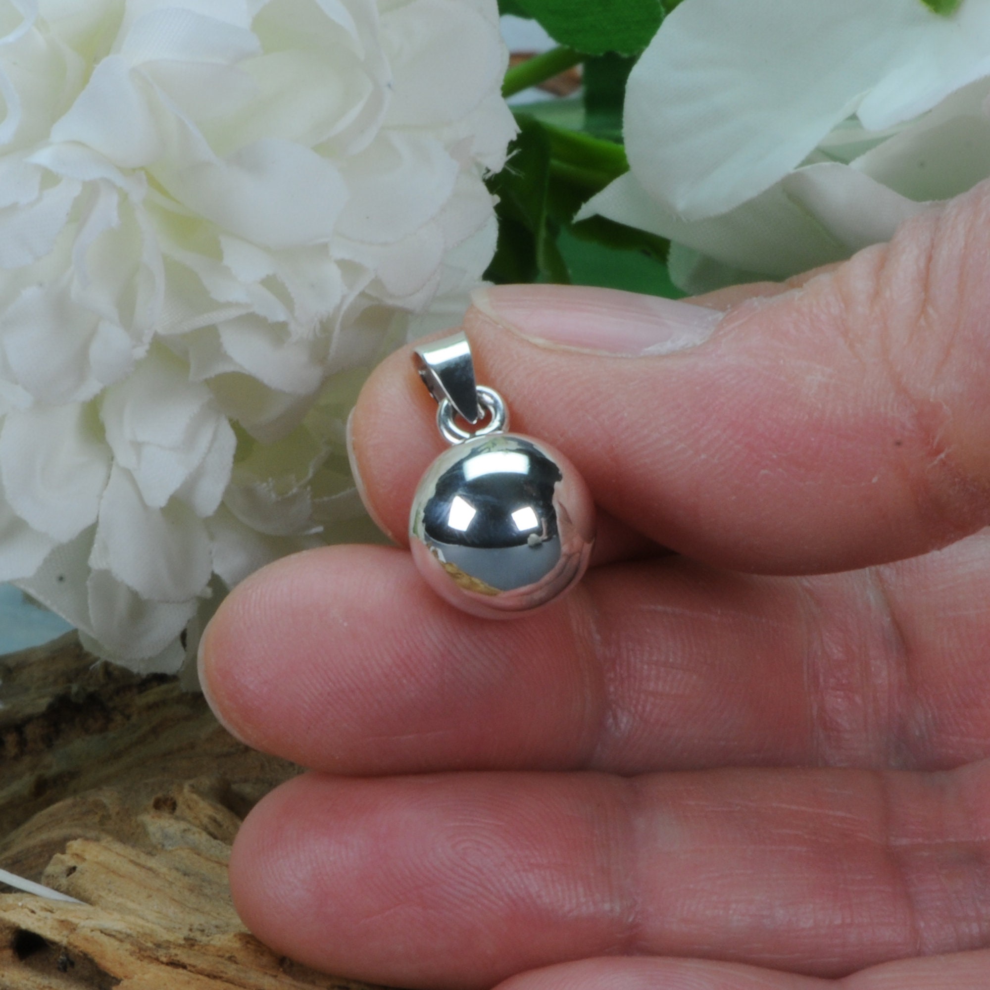 Ball Plain Pendant 12 Mm925 Sterling Silver dainty Minimalist