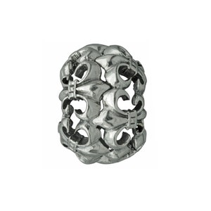 FLEUR DE LIS Bead 3D Openwork Flower Pendant Charm Sterling Silver French Royalty Beldiamo