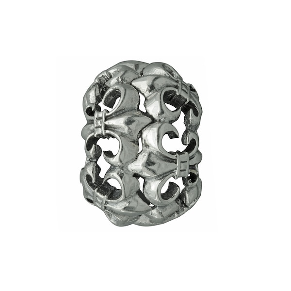 FLEUR DE LIS Bead 3D Openwork Flower Pendant Charm Sterling Silver French Royalty Beldiamo