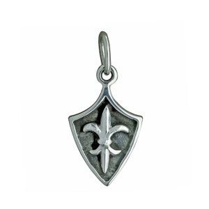 SHIELD Fleur de Lis Pendant Charm 925 Sterling Silver Amulet BELDIAMO