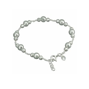 Round Ball Bead ADJUSTABLE  18 cm - 19.5 cm / 7 in - 7.68 in  Bracelet 7 g Solid 925 Sterling Silver BELDIAMO