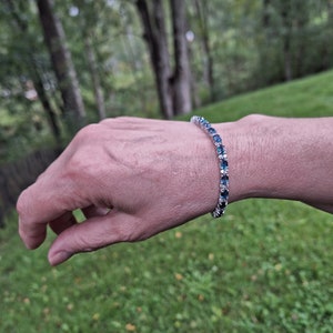 Natural London Blue & White Topaz Bracelet 9.79 ctw – 925 Sterling Silver Tennis Bracelet – December Birthstone Jewelry Gift for Her