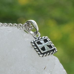 Maltese Cross Framed Pendant 925 Sterling Silver Vintage Maltese Cross Necklace, Knights Templar Cross Symbols,Him Her Gift by Beldiamo